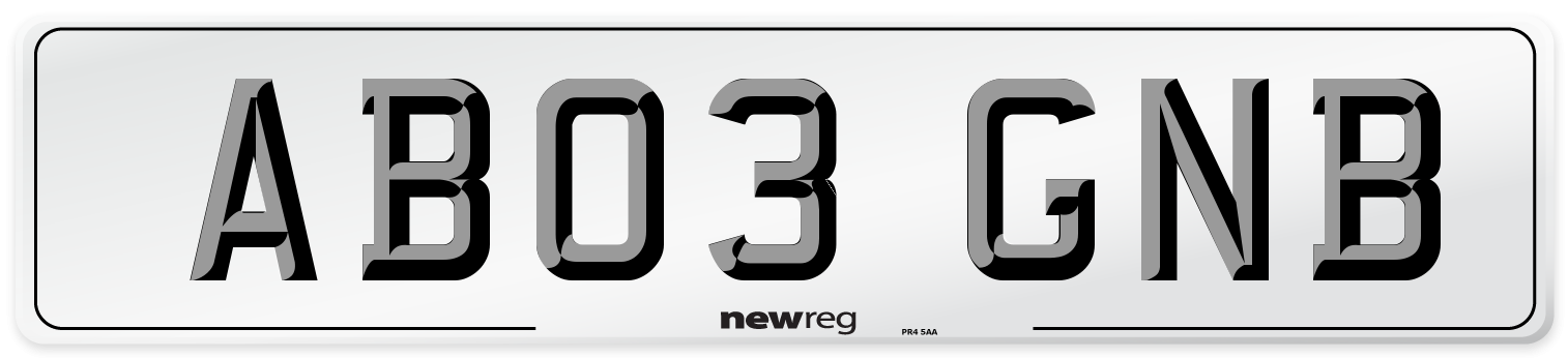 AB03 GNB Number Plate from New Reg